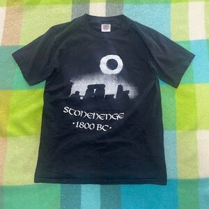 Vintage 1990s Stonehenge Graphic Black T-Shirt